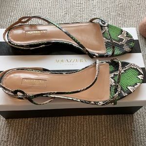 Aquazzura sandals green snake print